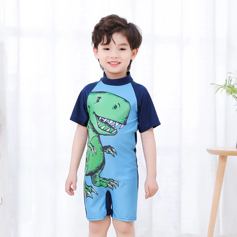 Baby Boy One-piece Swimsuit Short Sleeve Swimwear Kids