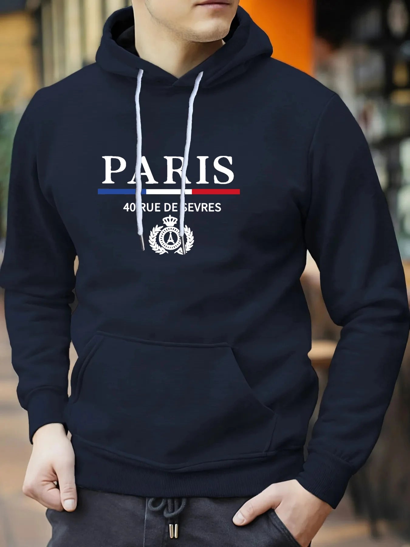 Paris Print Hoodies Tshirt Men Casual Autumn Winter