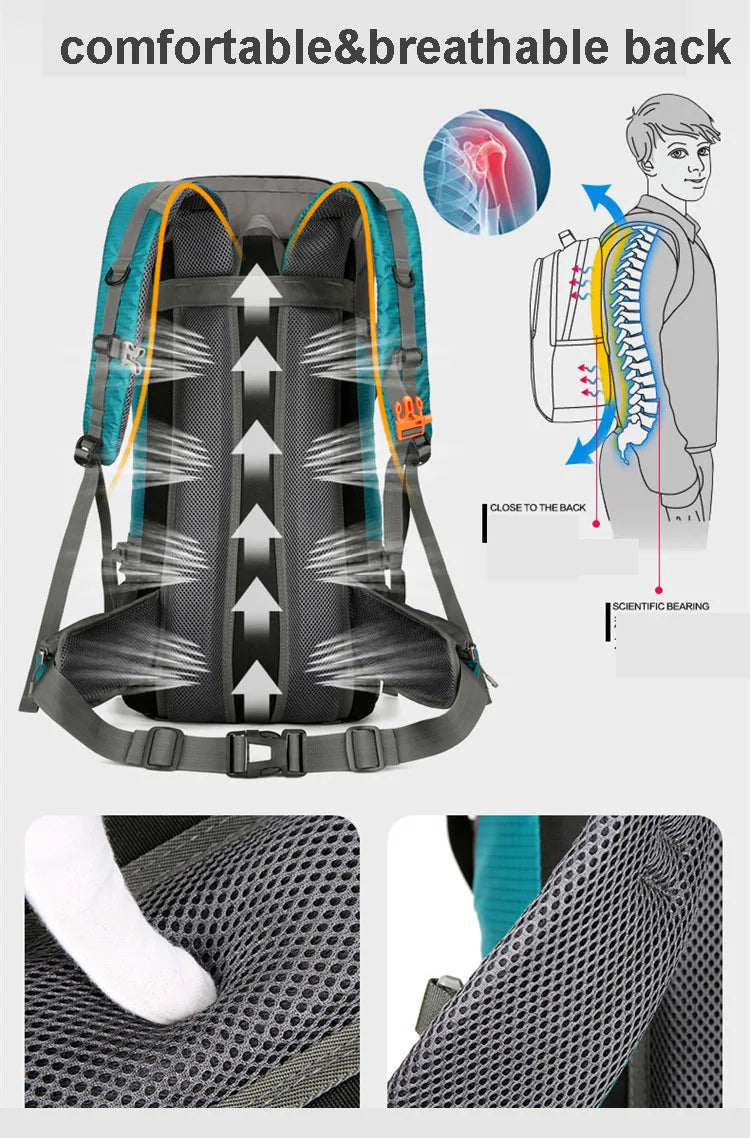 70L Nylon Camping Backpack with Rain Cover, image 16 of 30