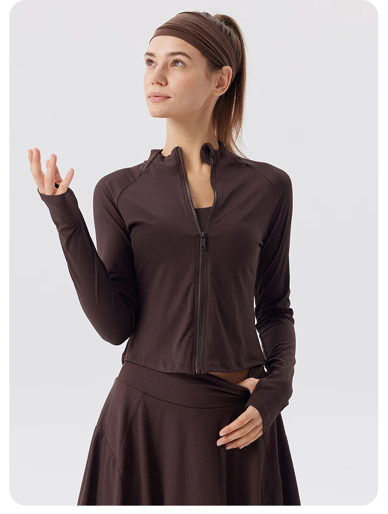 Summer Yoga Coat Women Yoga Fitness Wear Zipper