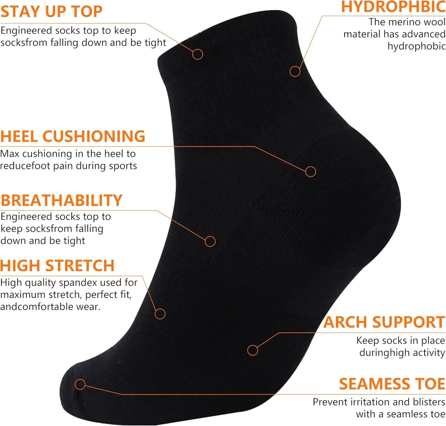 65% Merino Wool Ankle Socks Men Women Merino