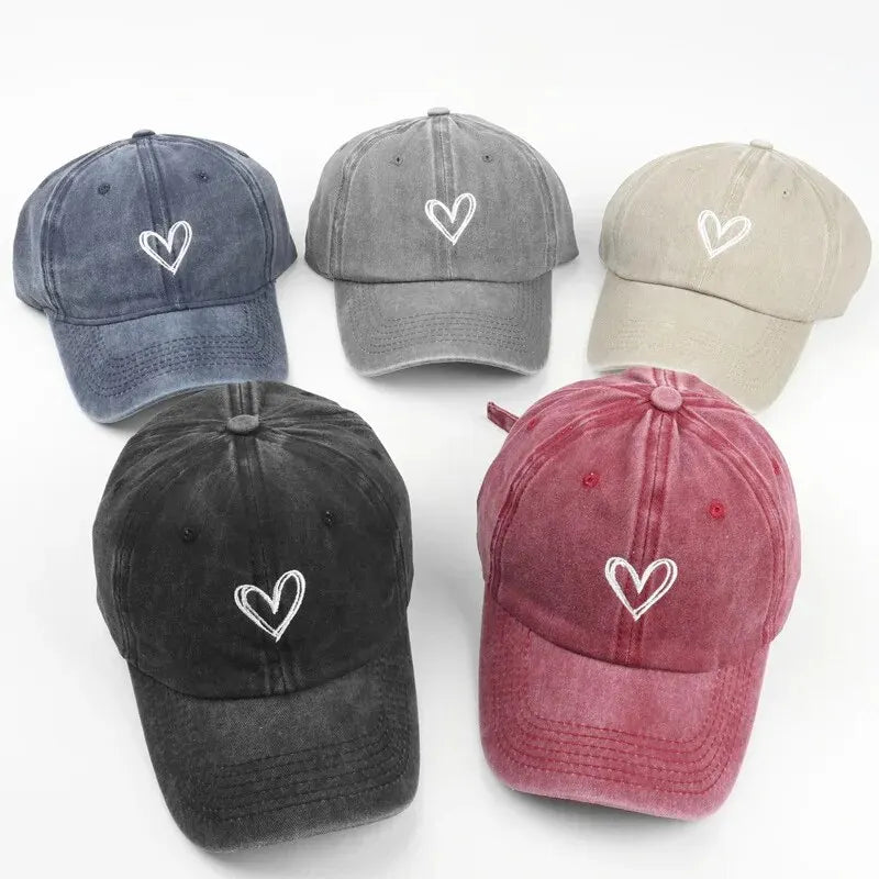 Heart Embroidered Washed Cotton Baseball Cap, image 3 of 13