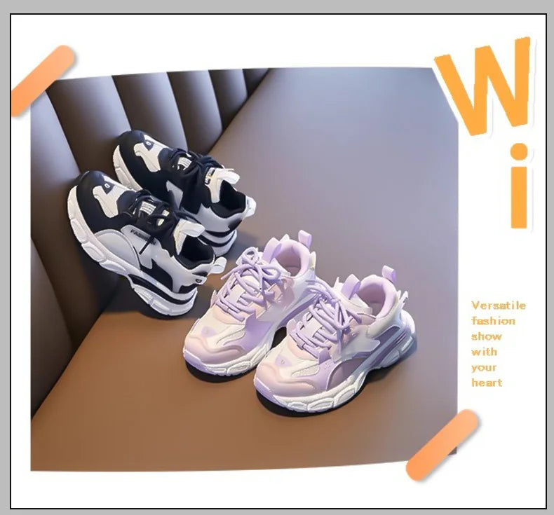 Girls' Spring-Autumn New Sports Shoes: Breathable Mesh Upper