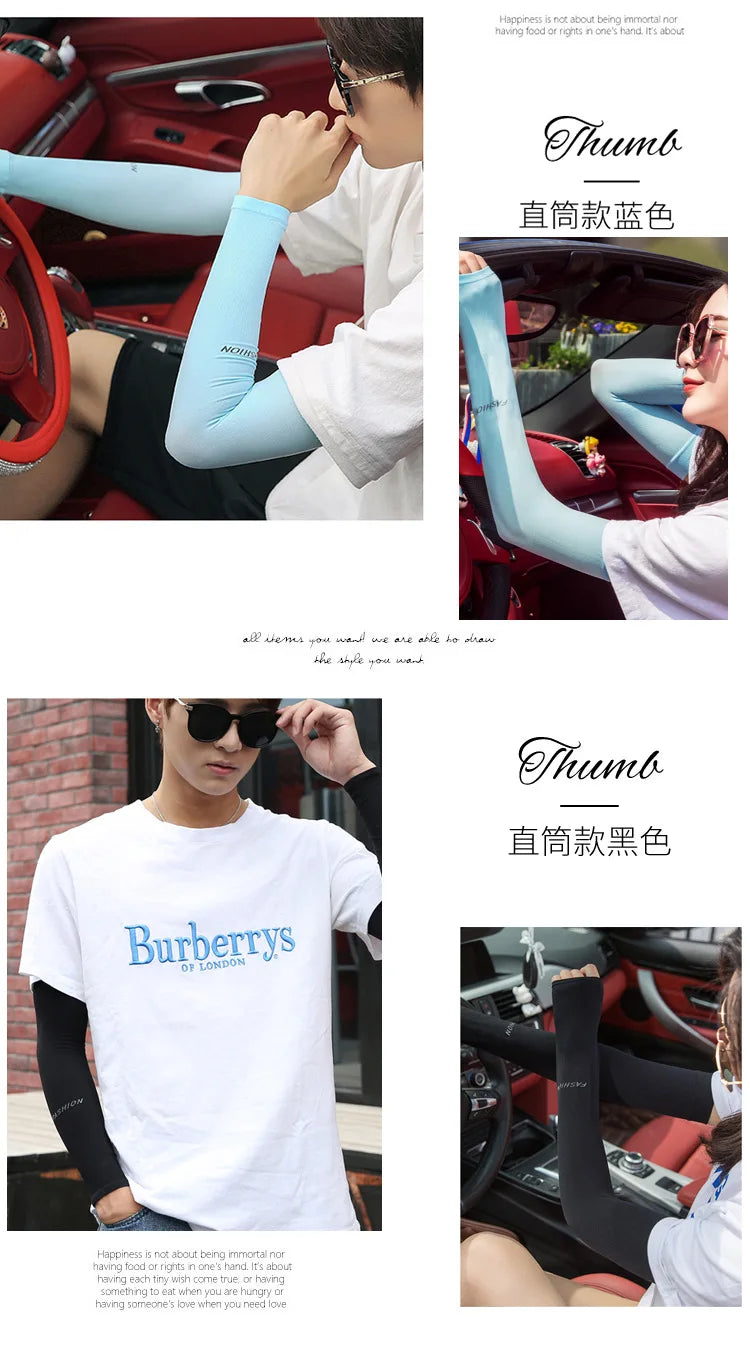 Anti-UV Arm Covers Men Women Cycling Fingerless Gloves