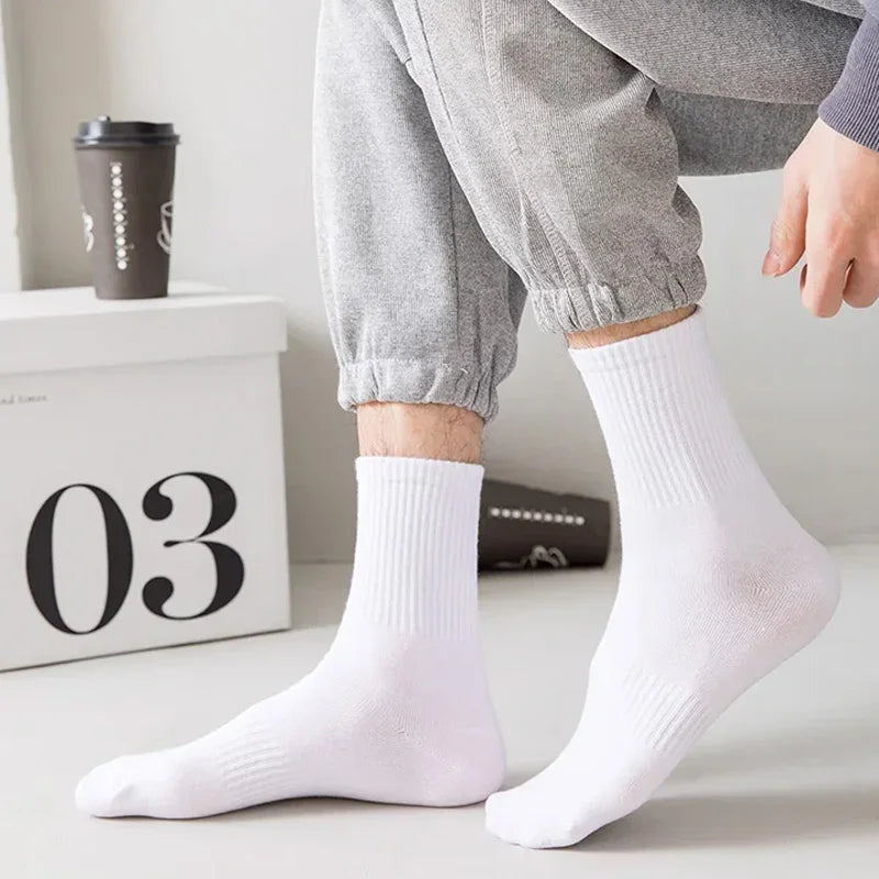 5Pairs Brand Men Cotton New Style White Socks