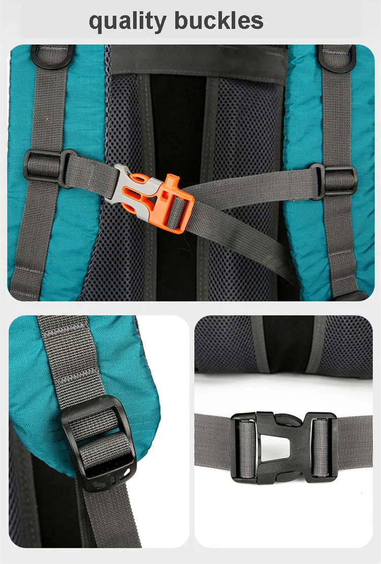 70L Nylon Camping Backpack with Rain Cover