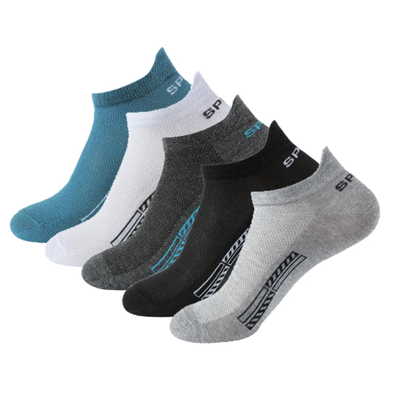 Men's Cotton Trainer Socks, 5 Pairs