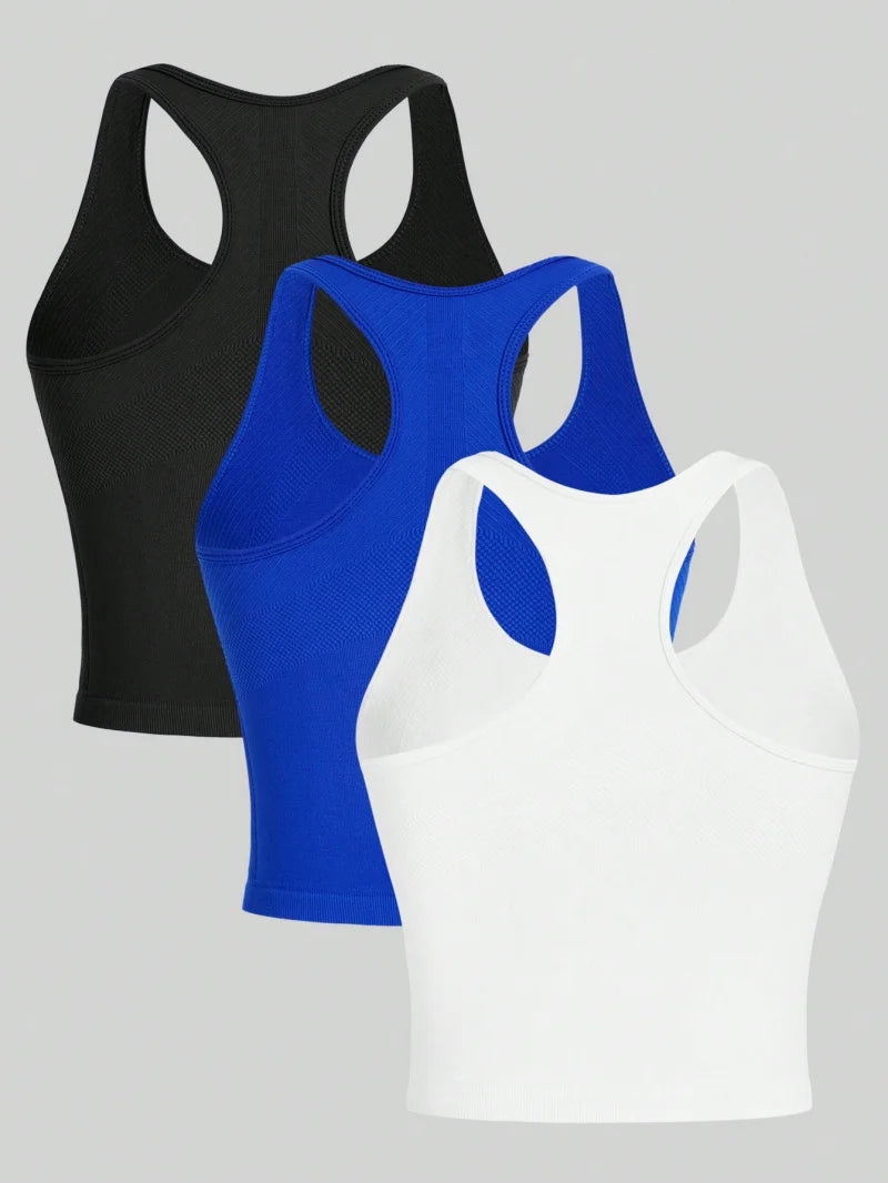 3 Piece Yoga Vest Women Gym Sports Racerback