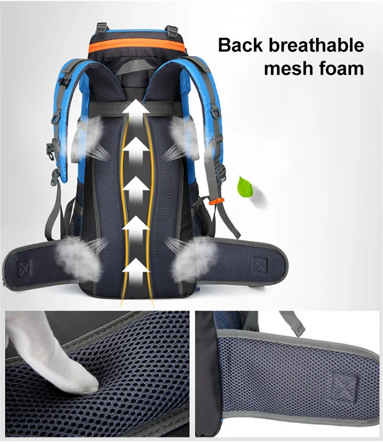 70L Camping Backpack Men's Travel Bag Climbing Rucksack