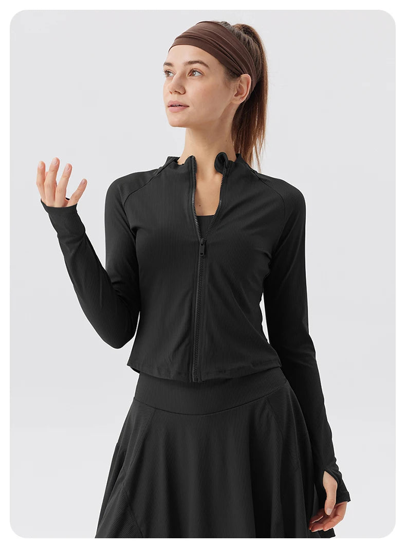 Summer Yoga Coat Women Yoga Fitness Wear Zipper