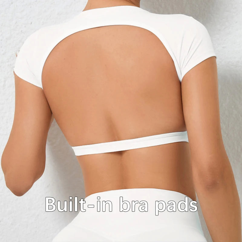 Women's Breathable Short-Sleeve Gym Crop Top, image 41 of 47