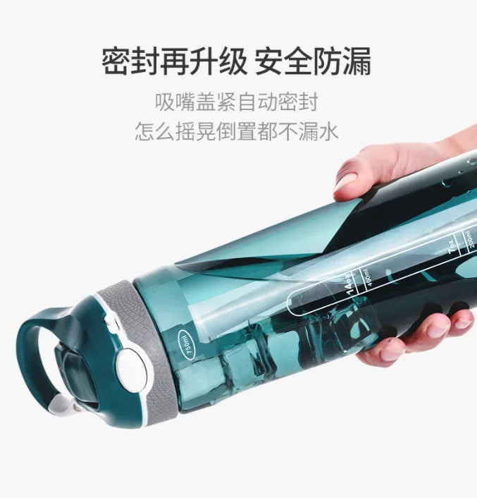 750ml/1000ml Tritan Material Water Bottle Straw Eco-Friendly Durable