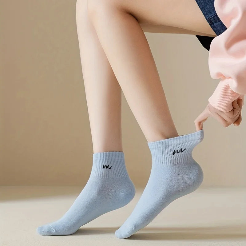 Letter Print Breathable Socks, 2-10 Pairs, image 4 of 48