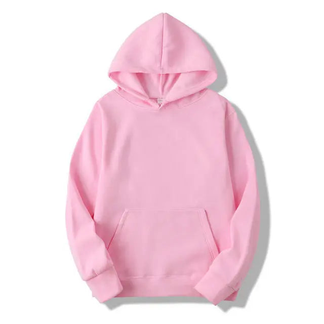 Men's Plain Fleece-Lined Pullover Hoodie