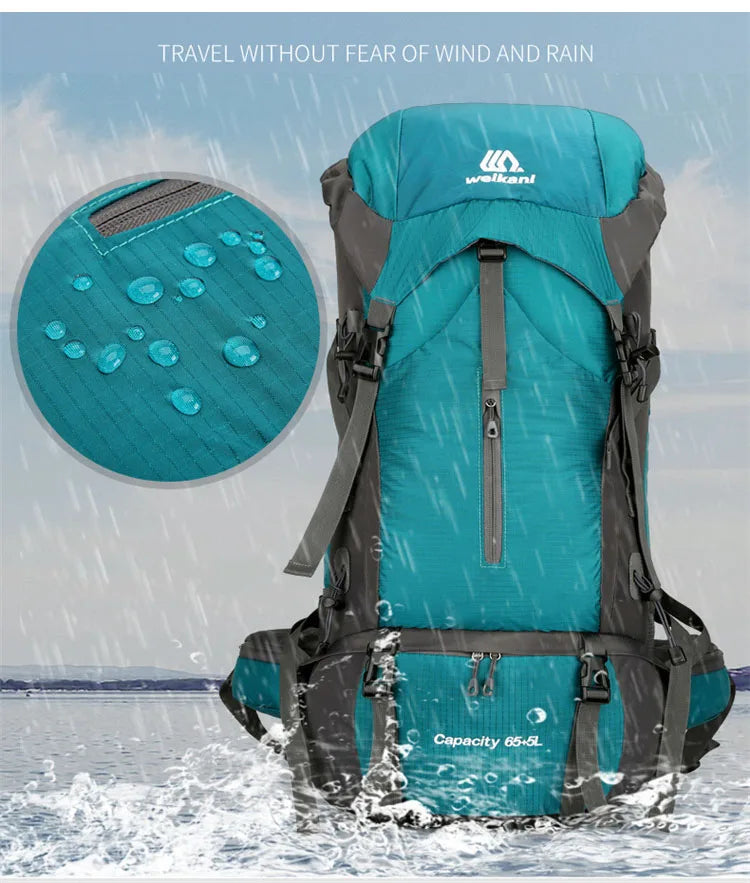 70L Nylon Camping Backpack with Rain Cover, image 11 of 30