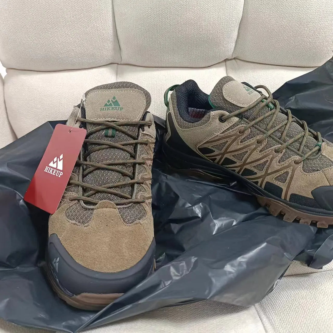 HIKEUP Men's Breathable Lace-Up Hiking Shoes