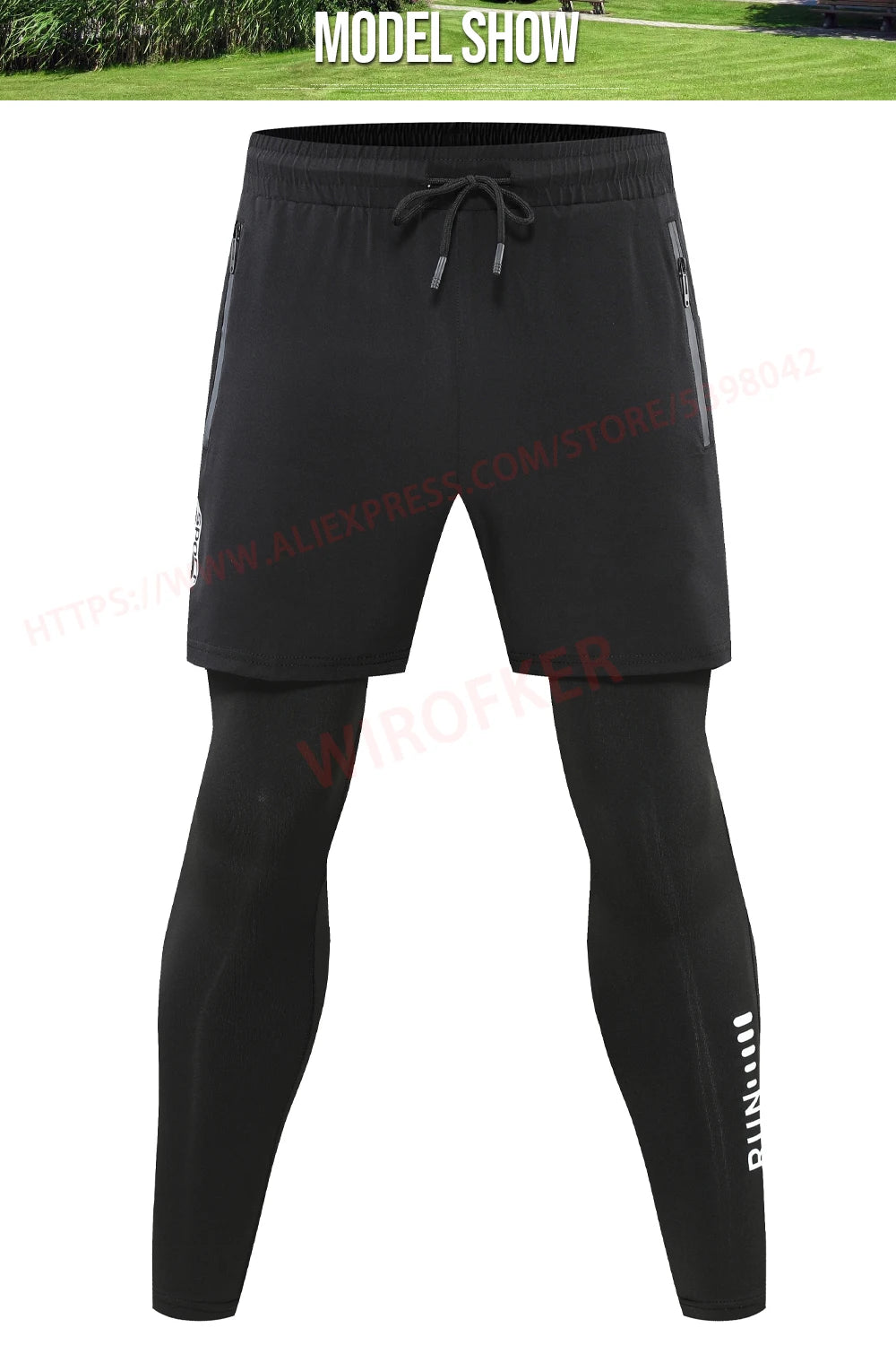 Men Run Trouser 2 1 Double Layer Pant