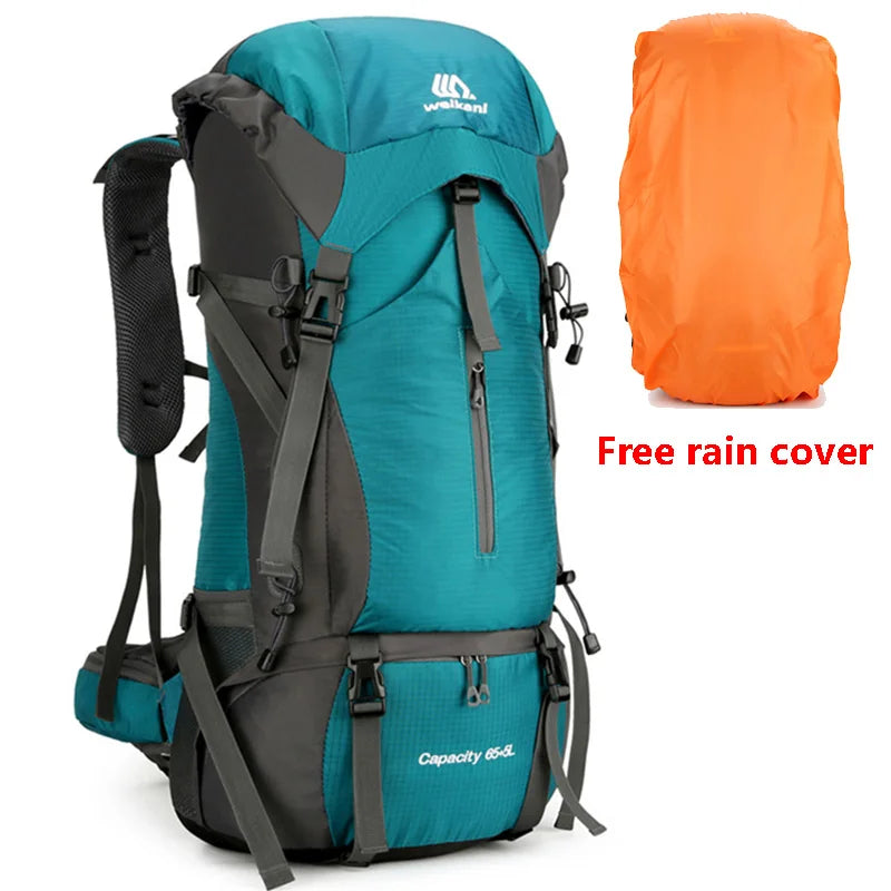 70L Nylon Camping Backpack Travel Bag Rain Cover