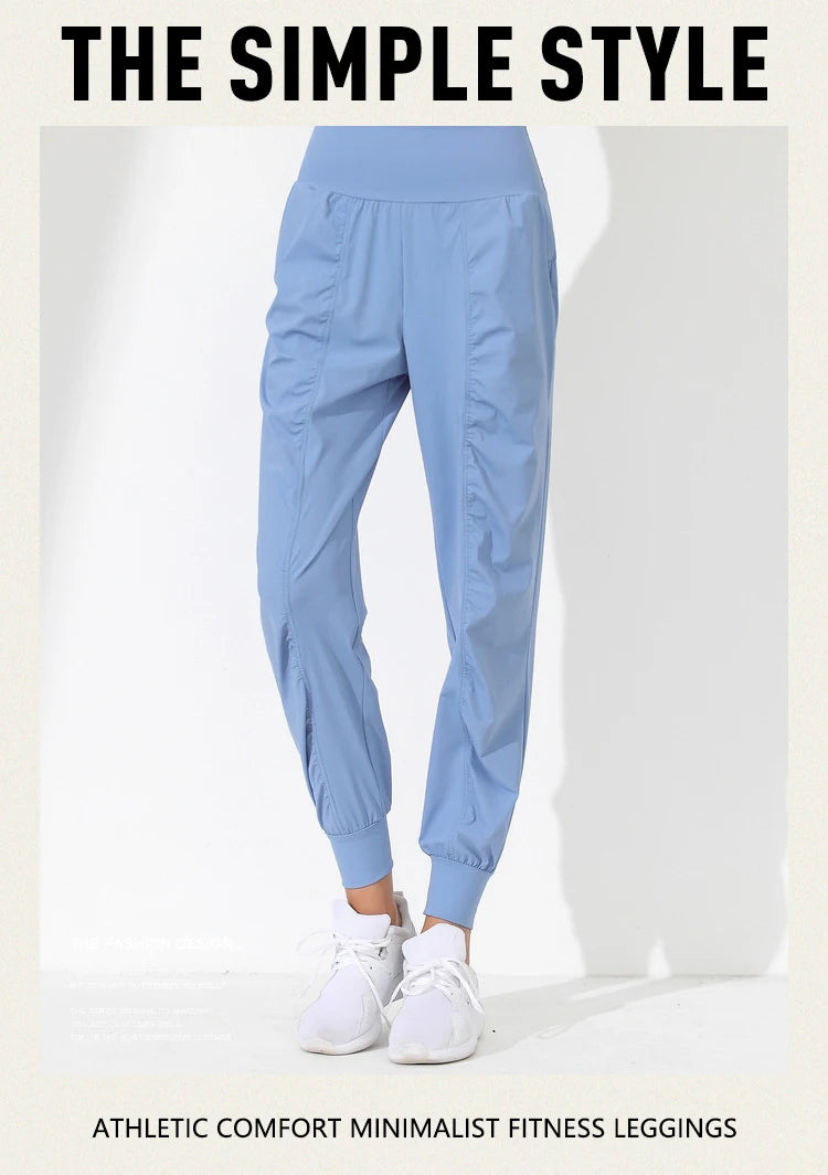 Woman Yoga Pants Hem Bound Running Fitness Loose