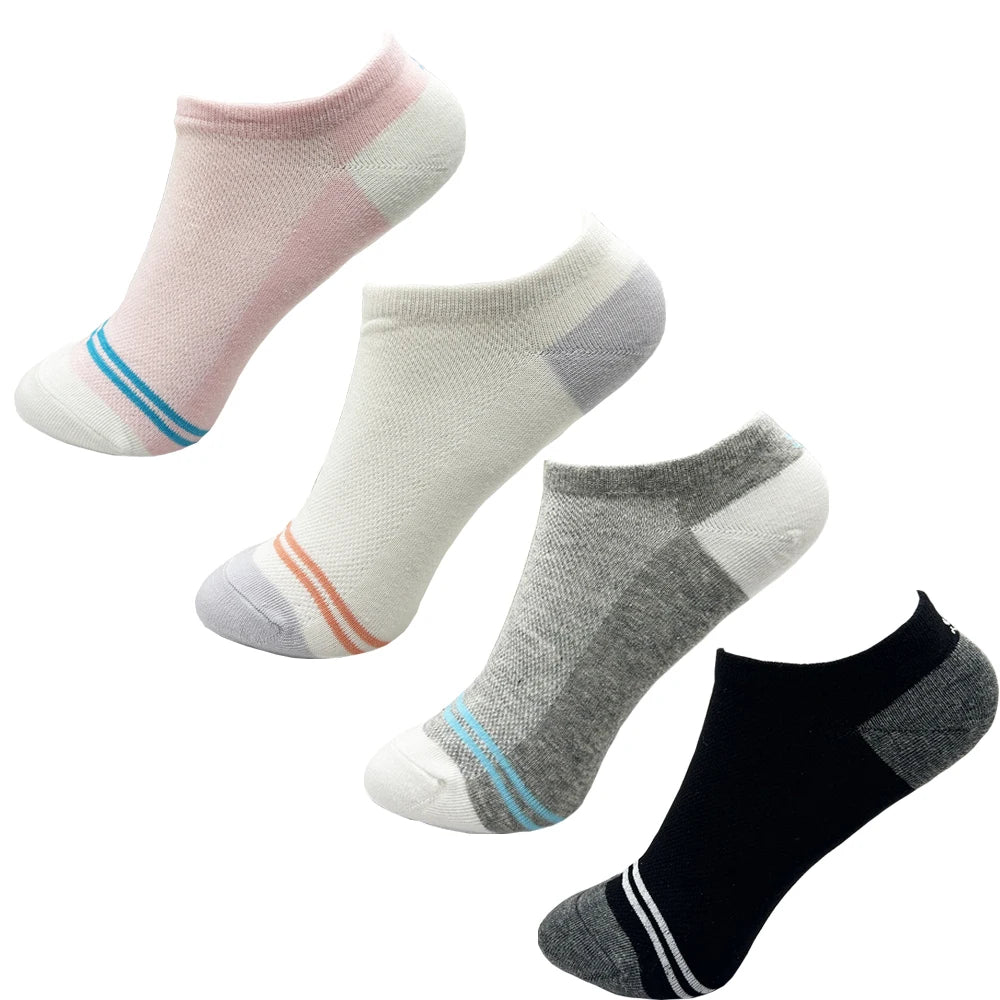 Women's Cotton No-Show Socks, 4 Pairs